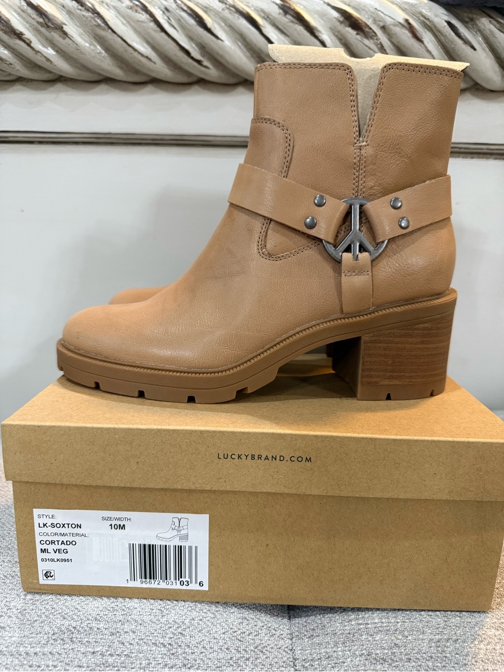 Lucky Brand Cortado Tan Vegan Leather Ankle Boot